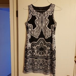 INC Size M Black and White Sheath Dress